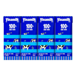 1 Lốc 4 Hộp Sữa Tươi Tiệt Trùng VINAMILK Ít Đường 180ml/Hộp - 8934673581349