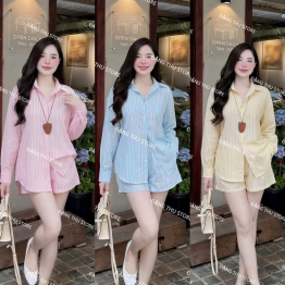 Đồ bộ nữ tay dài quần đùi chất kate Nhu-1026 - DBOR0210