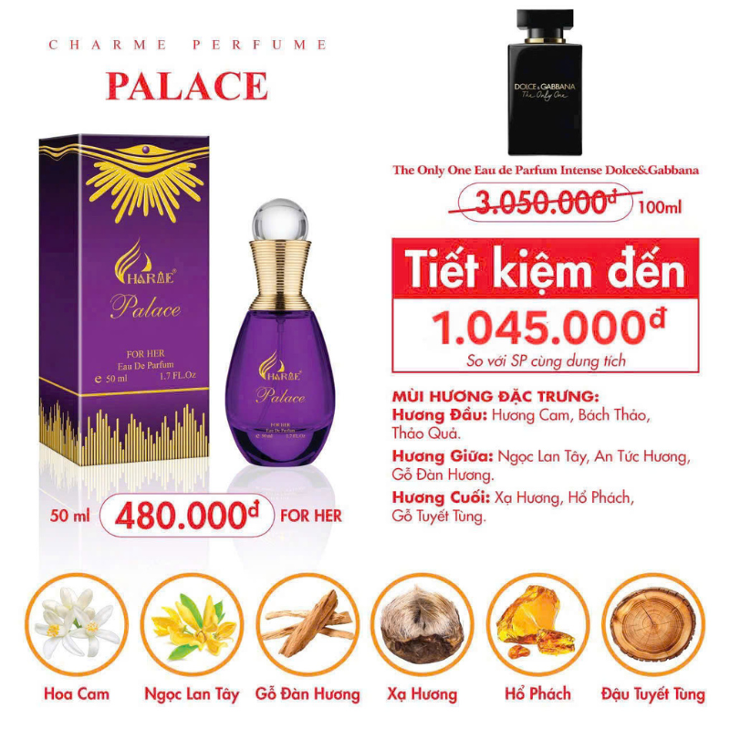 Nước Hoa Nữ Charme Palance 50ml - Hương Thơm Nữ Tính Tự Tin Nước Hoa Nữ Charme Palance 50ml - Hương Thơm Nữ Tính Tự Tin