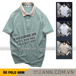 Áo Thun Polo Nam - Áo Thun Nam Cổ Bẻ In Họa Tiết Nhí Và Viền Áo Big Size - CS303