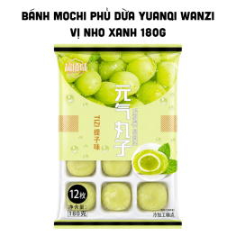 Bánh Mochi Phủ Dừa Yuanqi Wanzi Vị Nho Xanh 180g - 9588871321048