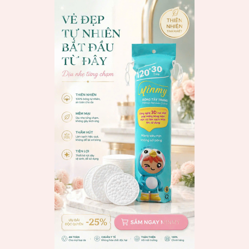 29710_4_20260611131721.png Bông Tẩy Trang Minmy Xanh 130 + 20 Miếng - 8936240300018