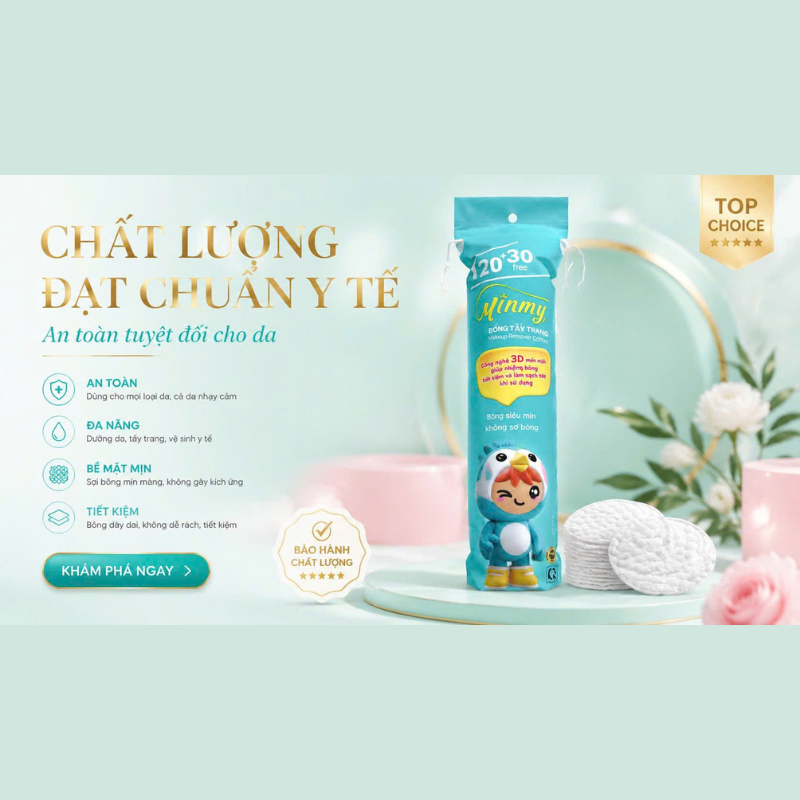 29710_5_20260611131722.png Bông Tẩy Trang Minmy Xanh 130 + 20 Miếng - 8936240300018