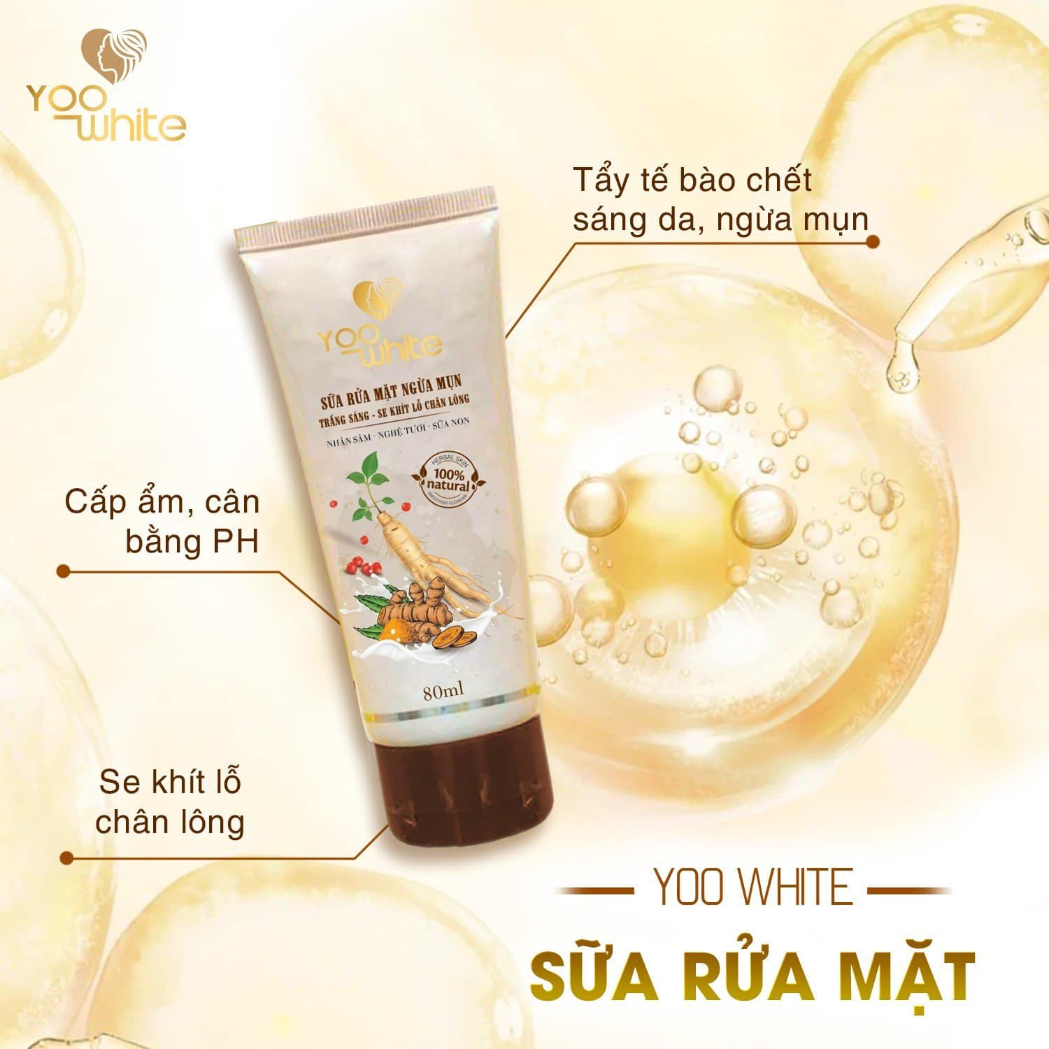 Sữa Rửa Mặt Nhân Sâm Nghệ Tươi nɡừа Mụn Yoo White