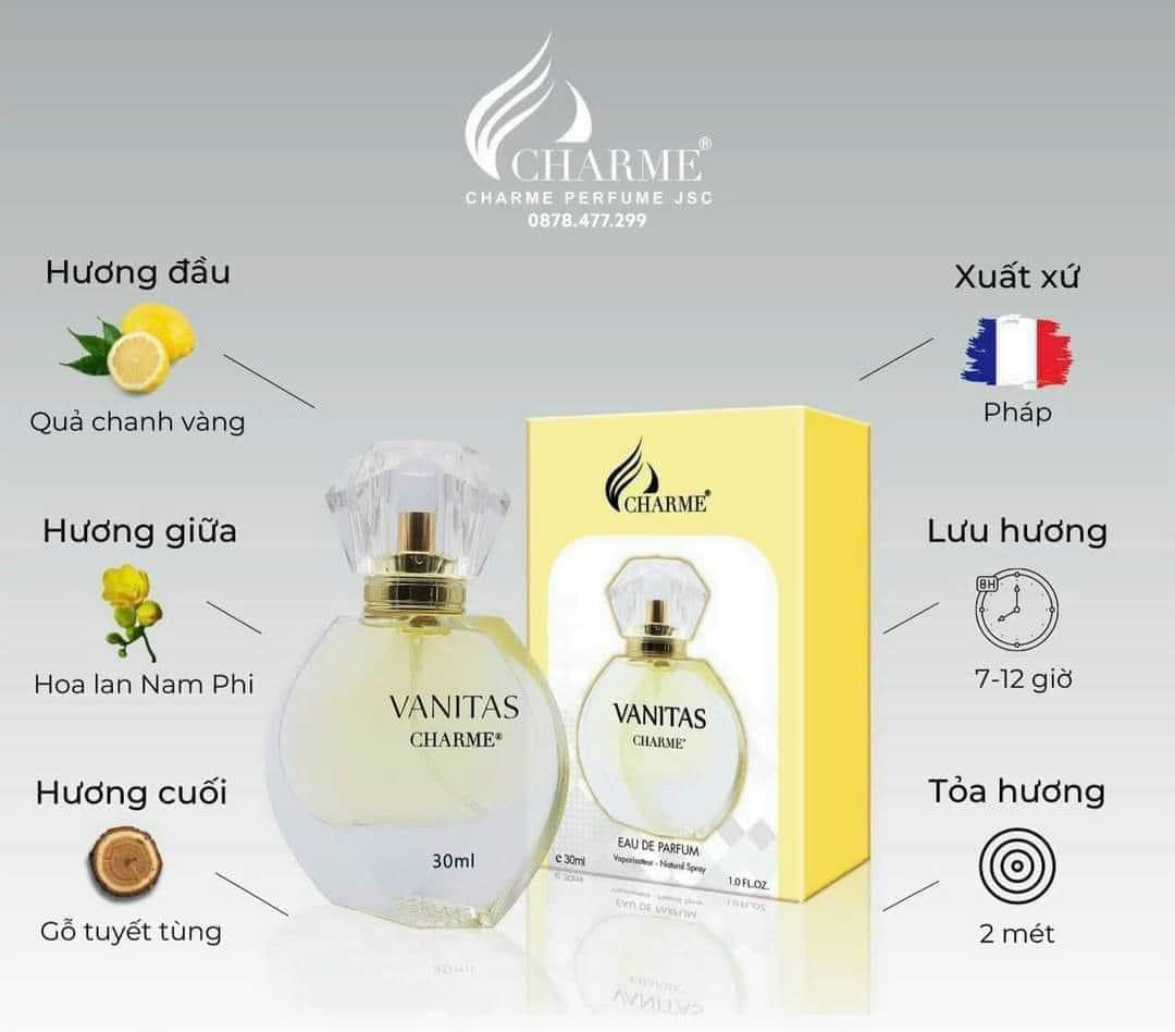 Nước hoa Charme Vanitas 30ml  Dành cho các bạn nữ trẻ trung năng động