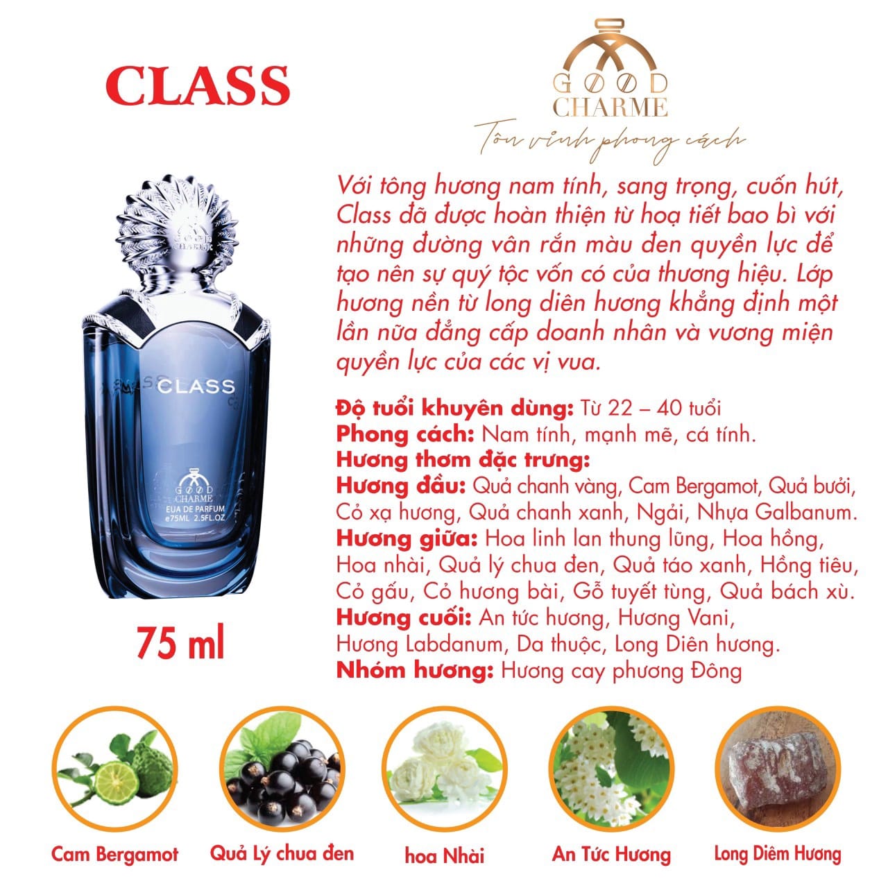 Charme Class là dòng nước hoa nam Charme Với tông mùi nam tính sang trọng cuốn hút