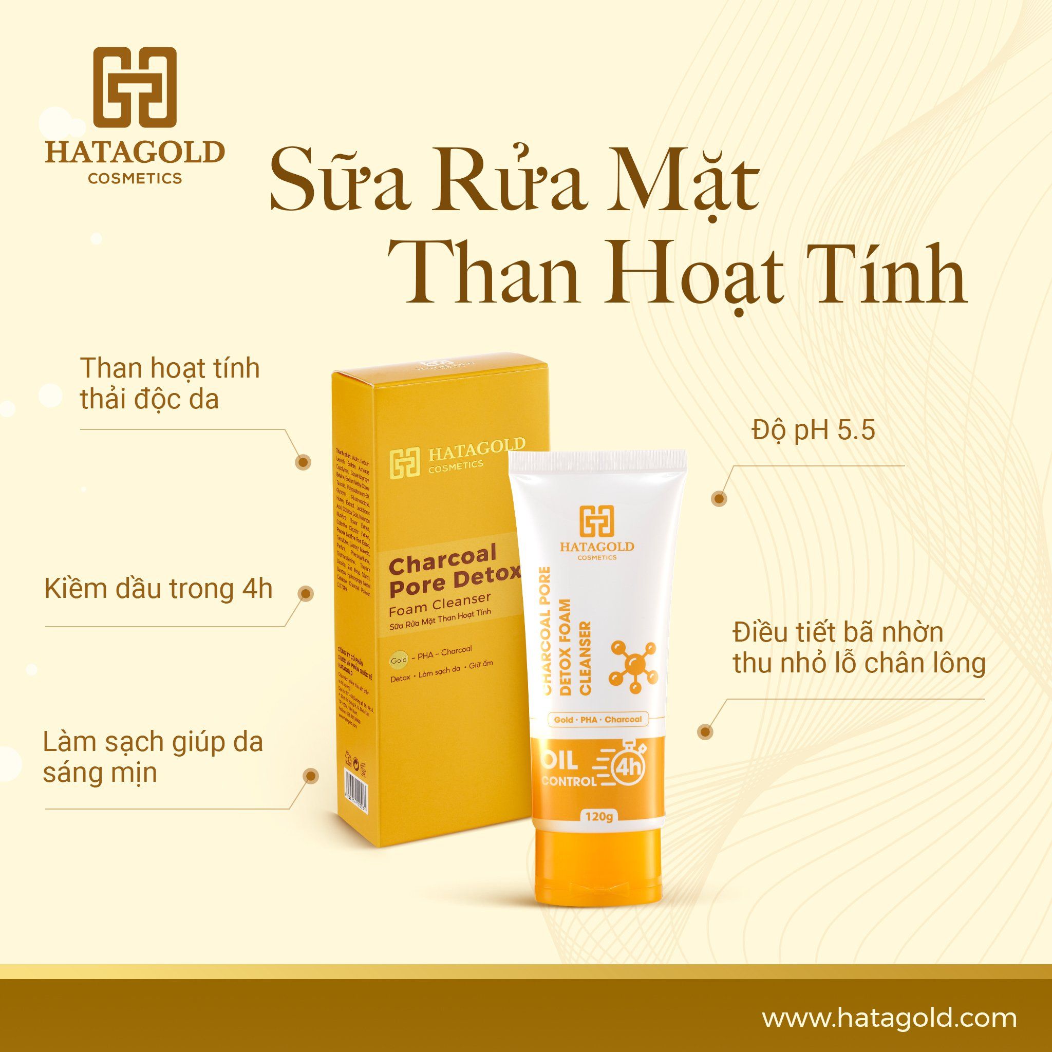 Sữa Rửa Mặt Thải Độc Than Hoạt Tính sẽ giúp Detox Hatagold