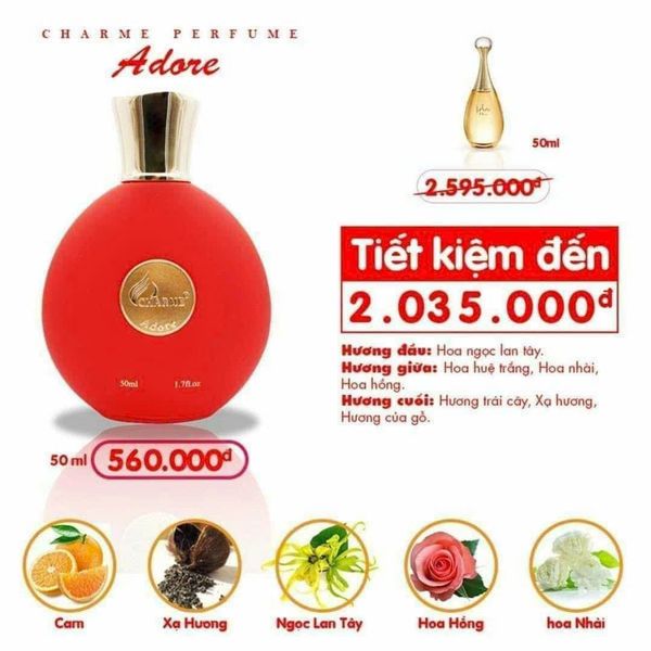 Nước hoa Charme Adore 50ml Đẹp không tì miếng vết nào hết chơn