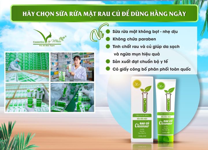 Sữa rửa mặt rau củ công nghệ Hàn Quốc của nhà Vip White