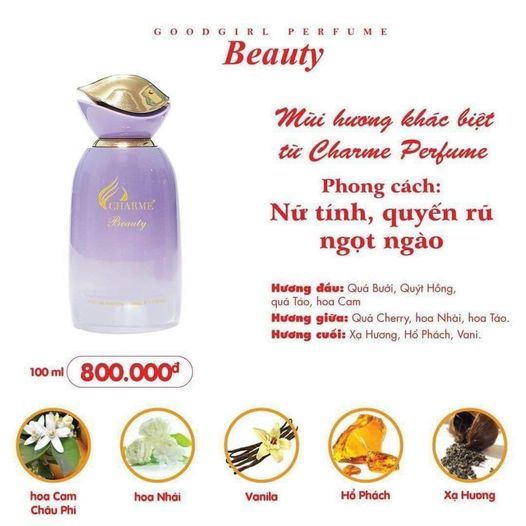 Nước Hoa Nữ Charme Beauty hương thơm độc quyền đẹp như tranh vẽ