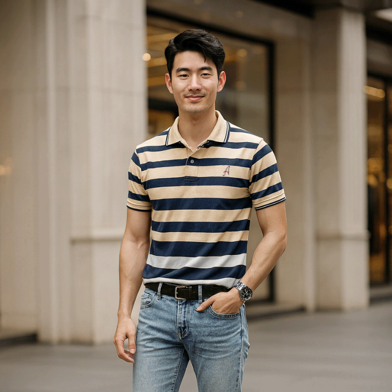 Bỏ sỉ áo cổ bẻ sọc ngang thêu chữ A( giá mới) Bỏ sỉ áo cổ bẻ sọc ngang thêu chữ A( giá mới)