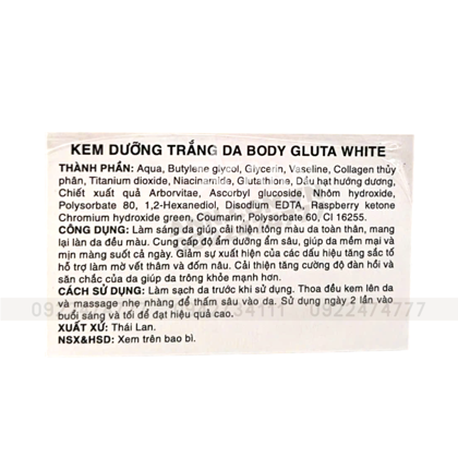 Kem Dưỡng Trắng Da Body Gluta White 170g