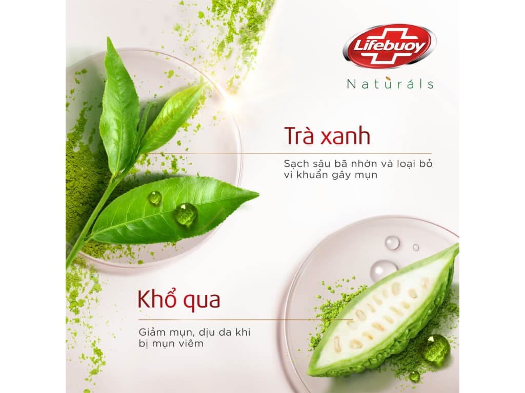 Sữa Tắm Lifebuoy Matcha & Khổ Qua Detox Da Khỏi Vi Khuẩn Gây Mụn 800g với công thức đặc biệt có chứa trà xanh giúp làm sạch sâu các lỗ chân lông