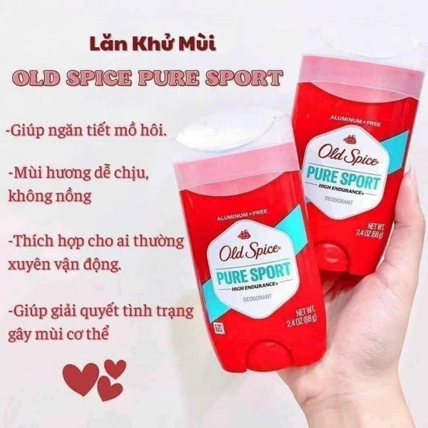 Lăn Sáp Khử Mùi Old Spice Pure Sport Mỹ 85g với hương thơm mạnh mẽ tự nhiên giúp ngăn mùi cơ thể