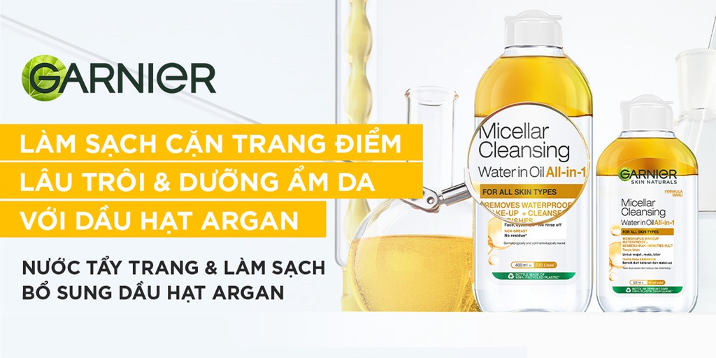 Nước tẩy trang Garnier Micellar Oil-Infused Cleansing Water 400ml Cam