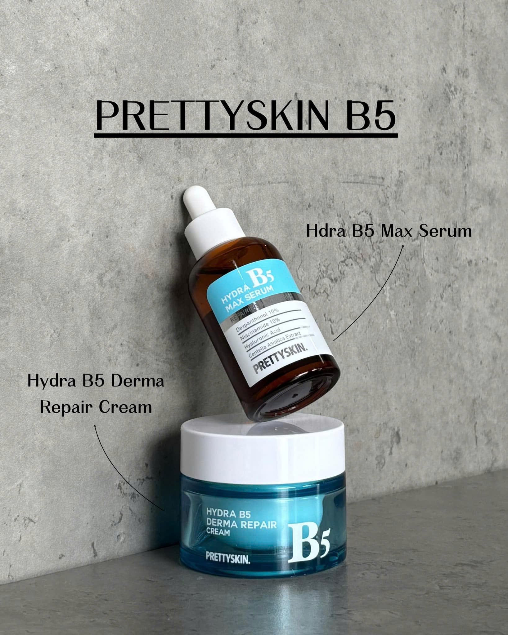 Combo 2 Tinh chất phục hồi dưỡng trắng Hydra B5 Max Serum và Kem dưỡng phục hồi dưỡng trắng Hydra B5 Derma Repair Cream