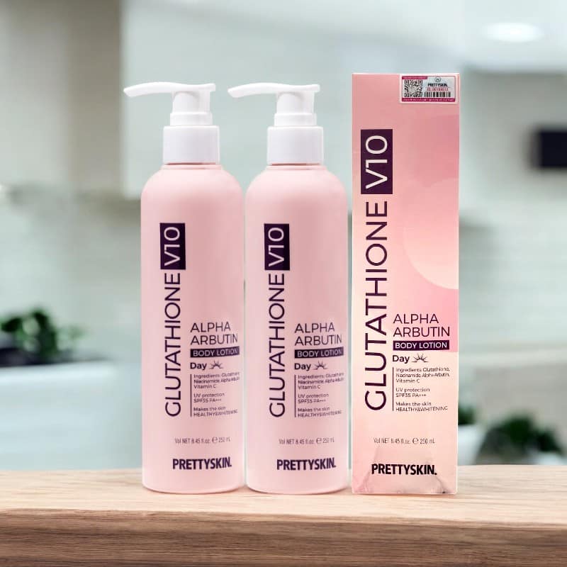 Dưỡng Thể Trắng Da Chống Nắng Ban Ngày PrettySkin Body Glutathione V10 Alpha Arbutin Body Lotion 250ml