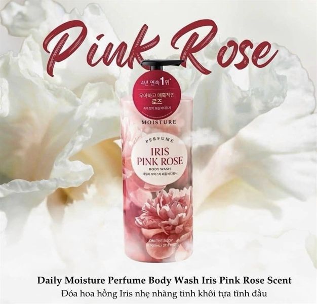 Sữa Tắm Hương Nước Hoa On The Body Daily Moisture Perfume Iris Pink Rose Body Wash Lưu Hương 24H 1100ML