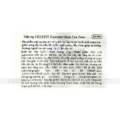 Mặt Nạ Giảm Dầu Ngừa Mụn Celefit Mask Tea Tree 23g 10 Miếng  Mặt Nạ Tràm Trà Cho Da Dầu Mụn