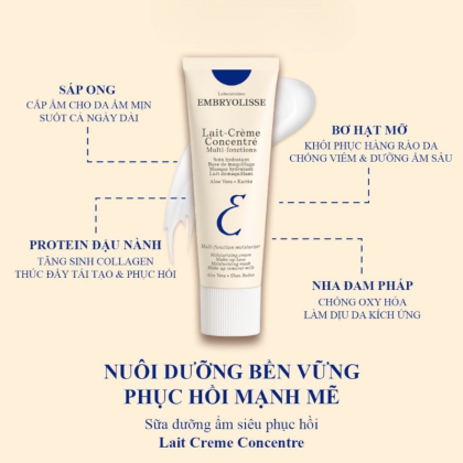Sữa Dưỡng Ẩm Siêu Phục Hồi Da Embryolisse Lait Creme Concentre 75ml