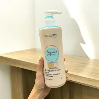 Combo Gội Xả Collagen Olexrs Argan Oil Essence Màu Xanh 500ml cho tóc bết nhiều gàu