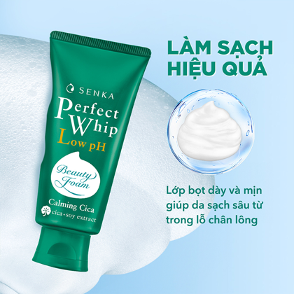 Sữa Rửa Mặt Senka Perfect Whip Low pH Calming Cica Cho Da Nhạy Cảm Chai 100g