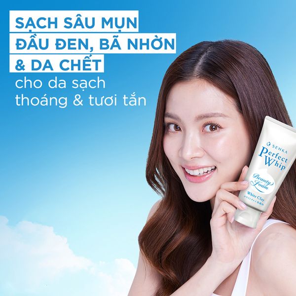 Sữa Rửa Mặt Senka  Perfect White Clay 120g  Chiết Xuất Đất Sét Trắng Làm Đều Màu Da