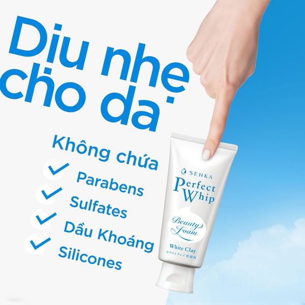 Sữa Rửa Mặt Senka  Perfect White Clay 120g  Chiết Xuất Đất Sét Trắng Làm Đều Màu Da