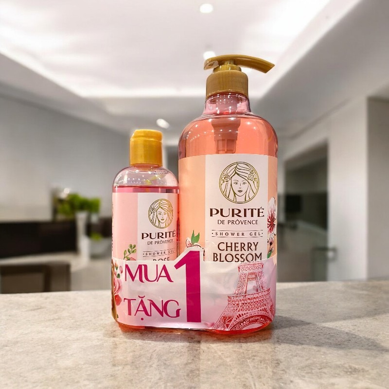 Sữa Tắm Purité Mềm Mịn Da Hương Hoa Anh Đào Cherry Blossom Chai 850ml chứa chiết xuất hoa anh đào