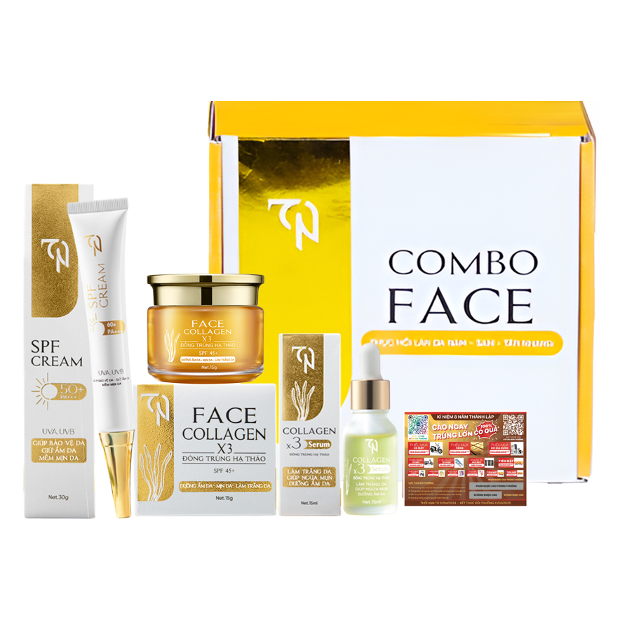 Combo Kem Face Ngày Collagen X3 TN Mỹ Phẩm Đông Anh mang lại cho bạn làn da trắng sáng đều màu