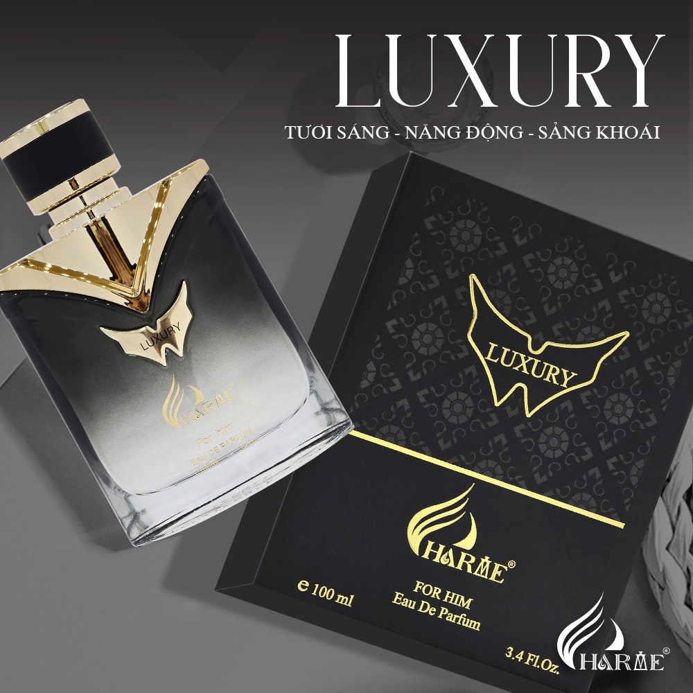 Từ thiết kế chai, mùi hương đến tên gọi CHARME LUXURY Charme Luxury đều gợi lên sự nam tính đầy phong cách