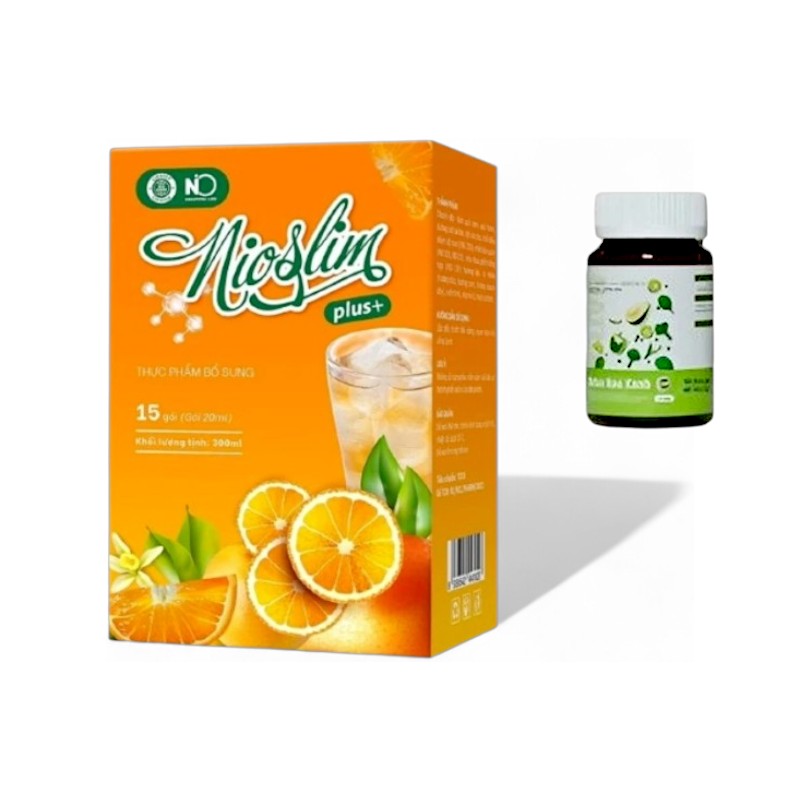 Siro giảm cân NioSlim Plus +  Vị Cam Thơm Ngon 15 Gói - Tặng 1 Hũ Detox Rau Xanh