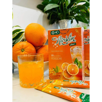 Siro giảm cân NioSlim Plus +  Vị Cam Thơm Ngon 15 Gói - Tặng 1 Hũ Detox Rau Xanh