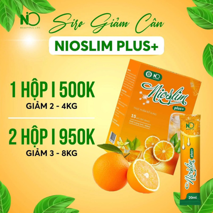 Siro giảm cân NioSlim Plus +  Vị Cam Thơm Ngon 15 Gói - Tặng 1 Hũ Detox Rau Xanh