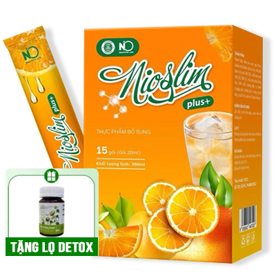 Siro giảm cân NioSlim Plus +  Vị Cam Thơm Ngon 15 Gói - Tặng 1 Hũ Detox Rau Xanh