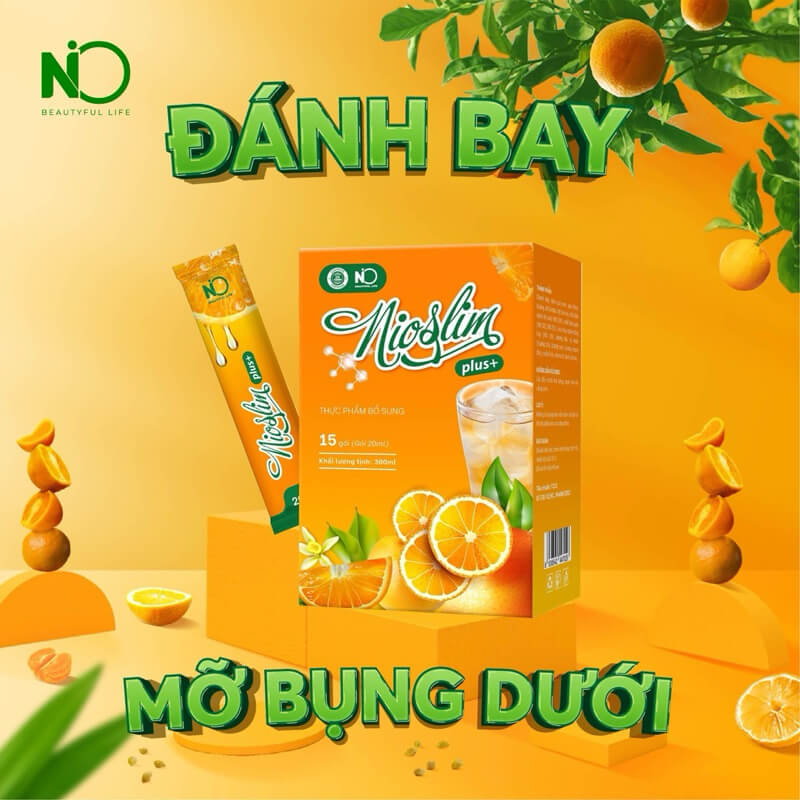 Siro giảm cân NioSlim Plus +  Vị Cam Thơm Ngon 15 Gói - Tặng 1 Hũ Detox Rau Xanh