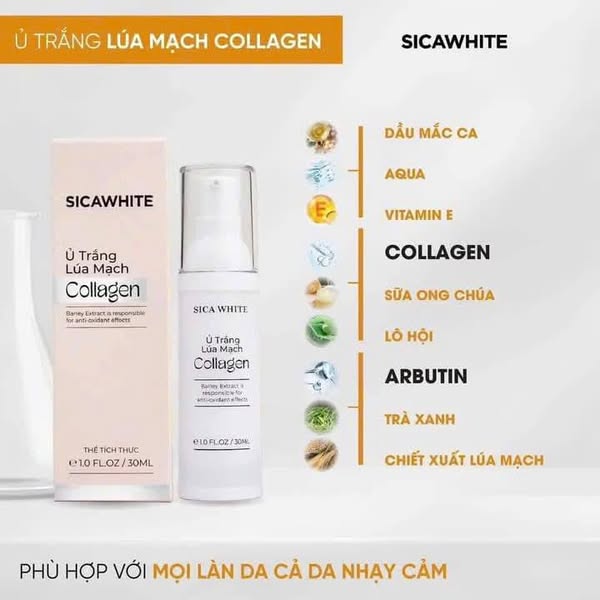 ủ trắng Lúa mạch nhà Sica White này siêu tiện lợi với chất kem sánh mịn