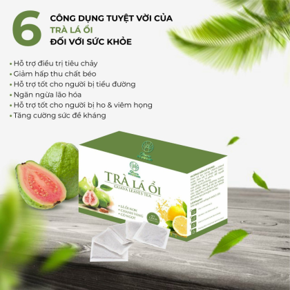 Trà Là Ổi Hỗ Trợ Giảm Mỡ Tăng Cường sức đề kháng Guava Leav Tea Maria Pharma