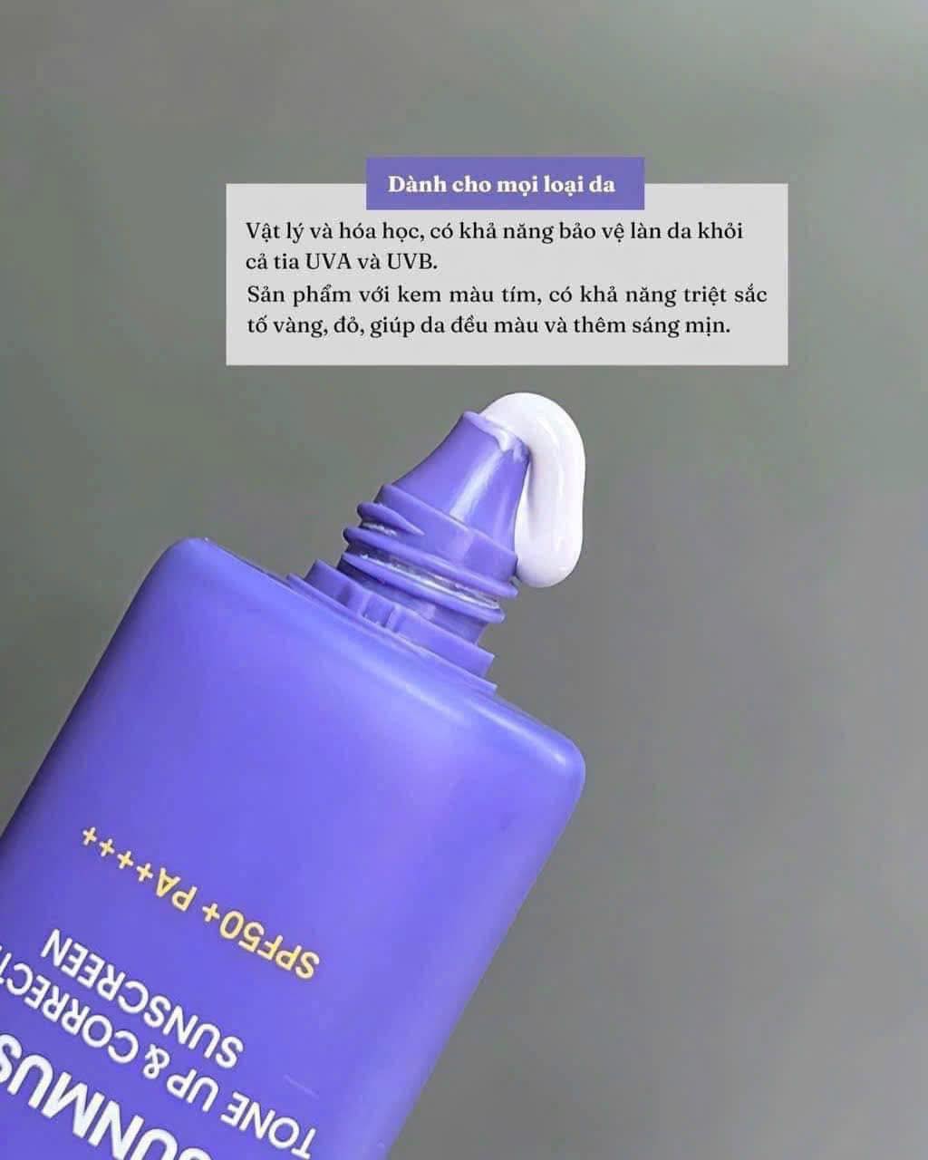 kem chống nắng Beplain Sunmuse Tone Up & Correcting Sunscreen với màu tím