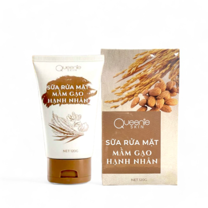Sữa Rửa Mặt Mầm Gạo Hạnh Nhân Queenie Skin 120g  Làm sạch da chuyên sâu mịn màng từ thiên nhiên