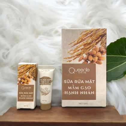 Sữa Rửa Mặt Mầm Gạo Hạnh Nhân Queenie Skin 120g  Làm sạch da chuyên sâu mịn màng từ thiên nhiên