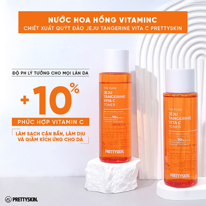 Nước Hoa Hồng Dưỡng Trắng Phục Hồi Da Pretty Skin The Pure Jeju Tangerine Vita C Toner