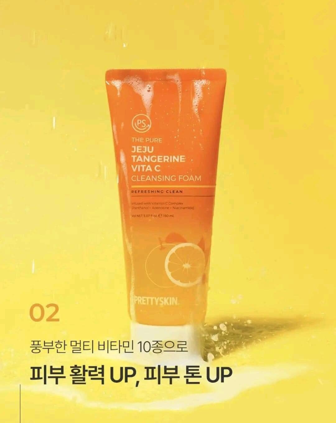 Sữa Rửa Mặt Prettyskin The Pure Jeju Tangerine Vita C Cleansing Foam 150ml