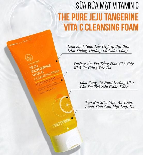 Sữa rửa mặt Pretty Skin Jeju Tangerine Vita C Cleansing Foam