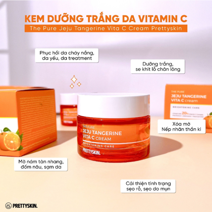 Kem Dưỡng Phục Hồi Trắng Da Pretty Skin The Pure Jeju Tangerine Vita C Cream