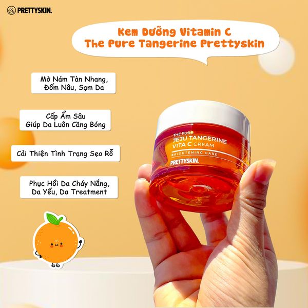 Kem Dưỡng Phục Hồi Trắng Da Pretty Skin The Pure Jeju Tangerine Vita C Cream