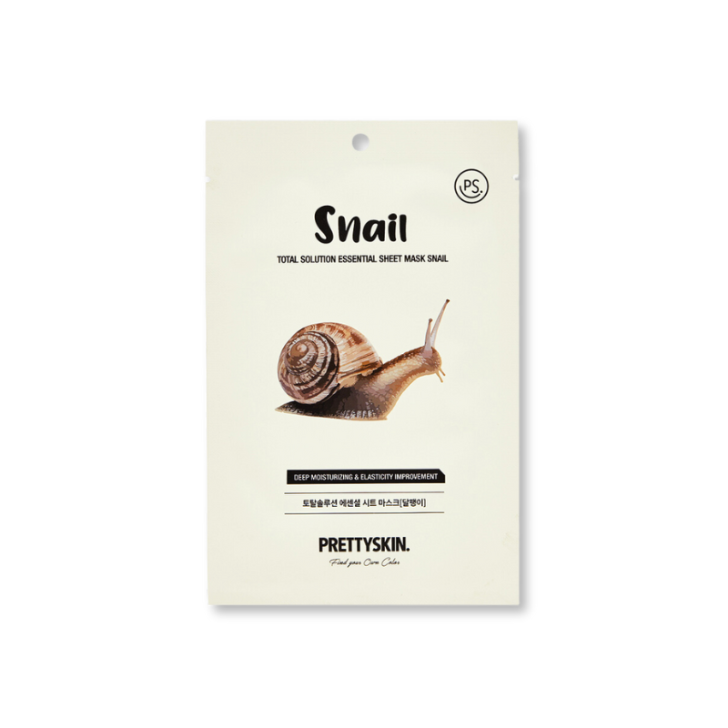 Mặt Nạ Ốc Sên Prettyskin Total Solution Essential Sheet Mask Snail  Hỗ trợ tái tạo tế bào da mới