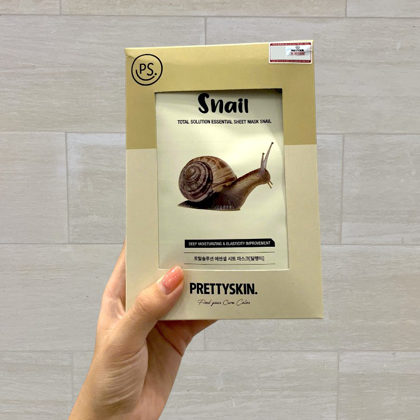 Mặt Nạ Ốc Sên Prettyskin Total Solution Essential Sheet Mask Snail  Hỗ trợ tái tạo tế bào da mới