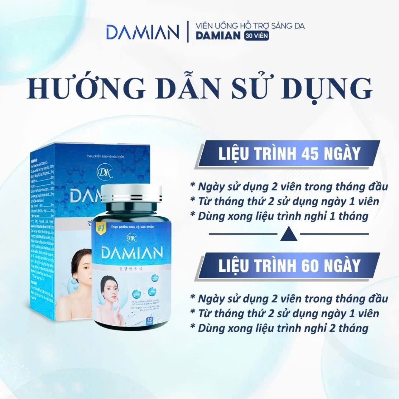 Thành phần Viên uống trắng da Damian
