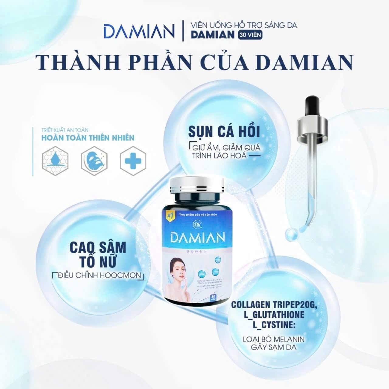 Thành phần Viên uống trắng da Damian